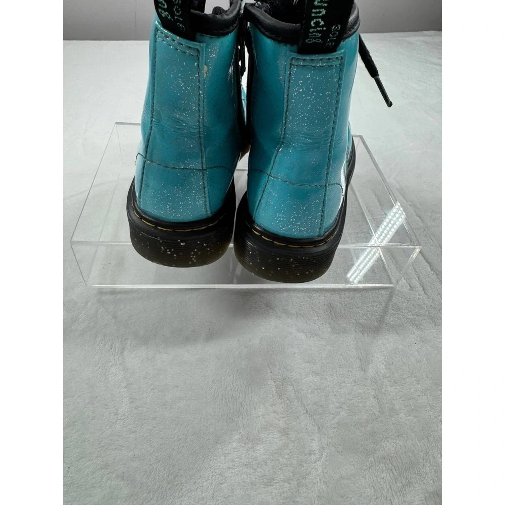 Dr. Martens 1460 Ankle Boots Kids 13 Turquoise Glitter Lace Up Side Zipper Retro